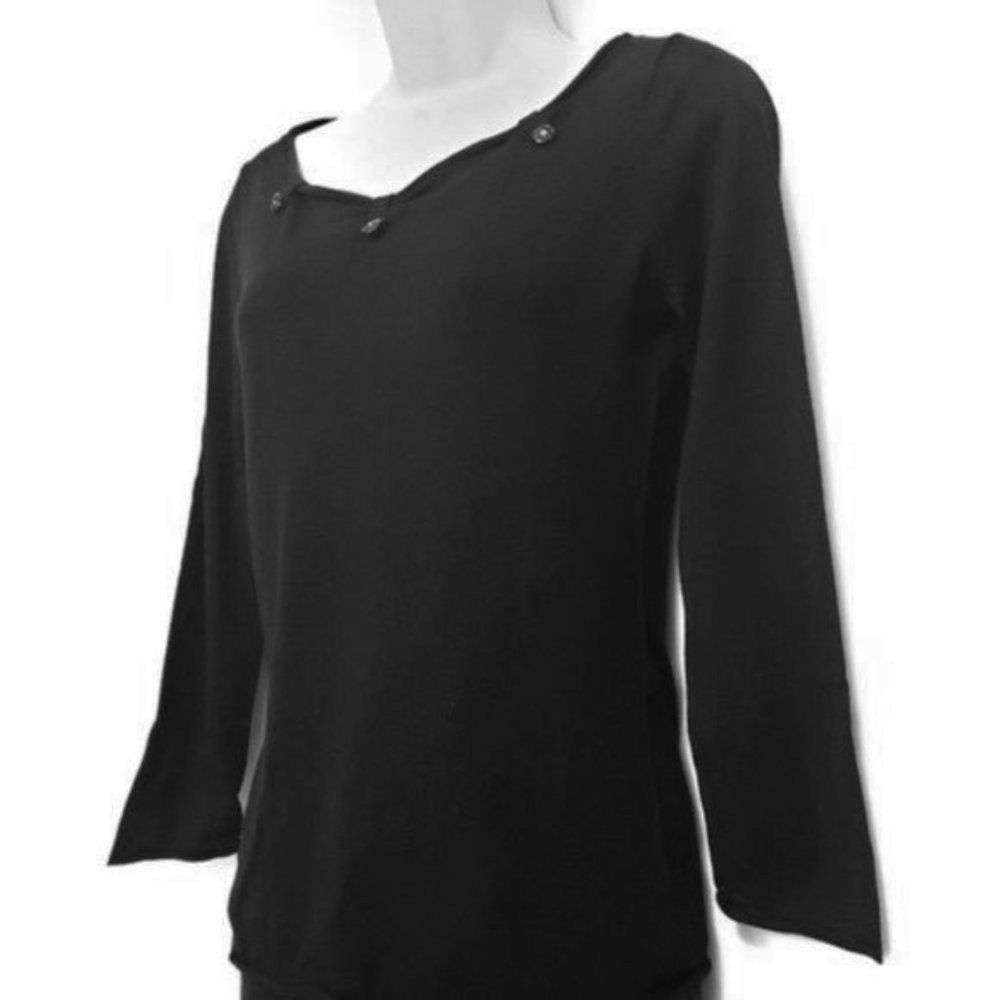 Anthropologie Moth Black Sweater w/Black and Crystal Buttons Medium